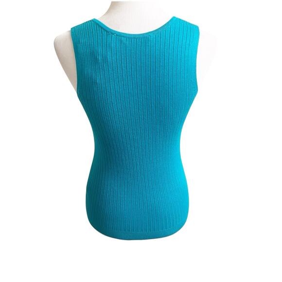 Soft Surroundings Ribbed Sweater Tank Lightweight Size XS Teal NWT - Picture 2 of 8